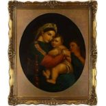 Italiaanse School: Madonna della Seggolia, naar Rafaël, olieverf op doek, 19e eeuw - 80 x 70 cm -