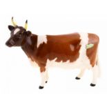 Porseleinen beeld: Ayrshire Cow, 'Ickham Bessie' model 1350, gemerkt Beswick -12,7 cm hoog-