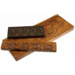 Speculaasplank, suikerbeestjesplank en metalen chocoladevorm, 19e eeuw en later