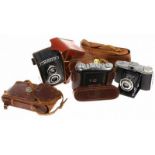 Vijf oude camera's, Agfa, Balda en Lubitel 2,