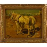 Abraham Wouterson (1893-1958), twee paarden aan het strand, olieverf op doek - 33 x 43 cm - -