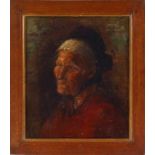 Dirk Eibrink Jansen (1878-1952), portret van een oude vrouw, schouderstuk, naar links, marouflé,