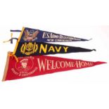 Kavel van drie pennants, eenmaal Navy, eenmaal 'U.S. Army Reception Center, New Cumberland, PA'