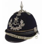 Helm politie Adjunct Commissaris Opziener, periode Leopold II circa 1890-1900, in fraaie staat,