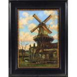 Dirk (Eibrink-) Jansen (1878-1952), molen, olieverf op doek, gesigneerd -52 x 35,5, retouches-