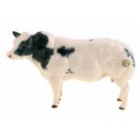 Porseleinen beeld: 'Belgian Blue Bull', Border Fine Arts -11,5 cm hoog-