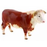 Porseleinen beeld: Hereford Bull, model 949, gemerkt Beswick -14,6 cm hoog-