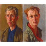 Albertus Gerardus Knupker (1927-2010), twee portretten, olieverf op doek, - 50 x 30 cm - - beiden