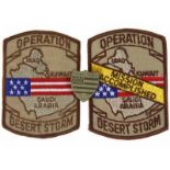 Naoorlogs, Operation Desert Storm, lot van twee verschillende patches en een pin, leuk geheel