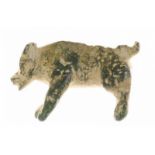 An ancient bronze statuette of a boar, 1 leg missing (length ca. 4 cm.)