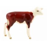 Porseleinen beeld: Hereford Calf, model 1249E, gemerkt Beswick, in originele doos -7,0 cm hoog-