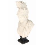 Gegoten buste van Pallas Athene op gezwartte voet -44 cm-