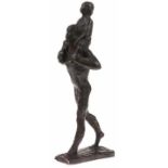 Pieter d'Hont (1917-1997), vader met kind op de schouders, bronzen sculptuur, gesigneerd - H. 24