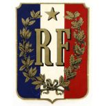 Oud houten schild République Française -49 x 35,5 cm.-