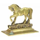 Paar bronzen deurstoppers in de vorm van paarden, -H. 25 cm-