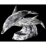 Swarovski: SCS - Jaarlijkse Editie 1990 - Dolfijnenmoeder en -kind van helder kristal, zwemmende