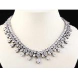 1e gehalte zilveren collier gezet met talloze zirkonia's in chatonzetting - lengte 44 cm -