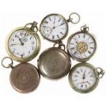 1e gehalte zilveren vestzakhorlogekast en vijf vestzakhorloges, waaronder zilver - horloges defect -