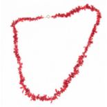 Sponskoralen staafjesketting met onedel slot, gewicht circa 58 gram - lengte 60 cm -