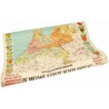 Op te hangen landkaart van het Koninkrijk der Nederlanden, uitgebracht door de Eerste