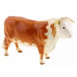 Porseleinen beeld: Hereford Bull, model 949, gemerkt Beswick -14,6 cm hoog-