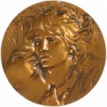 Bronzen Orpheus medaille, ontwerp uit 1893 van Lucien Coudray (1864-1932), uitvoering: Parijse Munt,