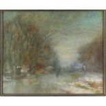 Willem Eickelberg (1845-1920), winterlandschap, gemengde techniek, niet gesigneerd -lichte