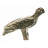 A bronze Roman statuette of an eagle, head turned, no feet (was attached to object, vessel