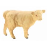 Porseleinen beeld: Charolais Calf, model 1827B, gemerkt Beswick, -7,2 cm hoog-