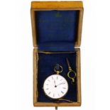 18kt Gouden dames zakhorloge met sleutelopwinding, in cassette