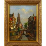 Jos Dijkman (1947), Utrechts stadsgezicht, olieverf op doek -48 x 37 cm-