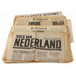 WOII, circa 85 Nederlandse en Belgische oorlogskranten, waaronder NSB kranten 'Volk van Nederland'