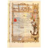 Belgium - Co. des Installations Maritime des Bruges, very decorative, with full coupon sheet, 1904