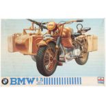 Modelbouw, schaal 1:9, ESCI, BMW R/75 with sidecar, in complete staat