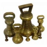 Set Bell-gewichten (klokgewichten) van 28 pond t/m 2 ons, totaal 9 stuks