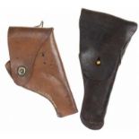 Bruin lederen holster voor Colt 1911, markering jaartal niet goed leesbaar, toegevoegd bruin holster