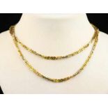 18kt tricolour gouden collier met gourmetschakel - lengte 90 cm