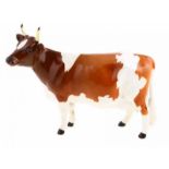 Porseleinen beeld: Ayrshire Cow, 'Ickham Bessie' model 1350, gemerkt Beswick -12,7 cm hoog-