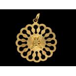 18kt geelgouden hanger met het nationale embleem van Oman - diameter 4 mm