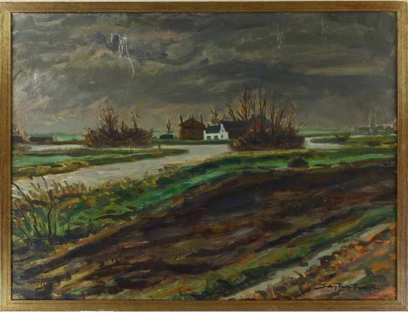Jan Sluiters Jr. (1914-2005), 'Het witte huis', olieverf op doek -60 x 80 cm-