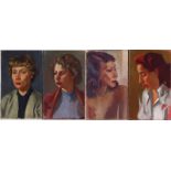 Albertus Gerardus Knupker (1927-2010), vier portretten, olieverf op doek - 50 x 30 cm - -