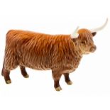 Porseleinen beeld: Highland Bull, model 2008, gemerkt Beswick -12,7 cm hoog-