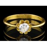 18kt gouden solitair ring met briljant geslepen diamant, Chinese merken