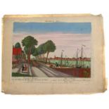 Drie handgekleurde opticaprenten: Bremen, Luzern en Koblenz -38 x 48 cm, manco's-