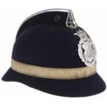 Helm politie Antwerpen Adjunct Commissaris, 1898-1942, binnenwerk en kinriem aanwezig, zeer fraai