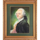 Franse School: portret van Maurice Quentin Delatour naar Jean Baptist Perronneau, pastel - 40 x 29