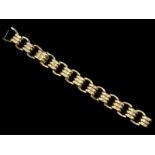 14kt geelgouden schakelarmband met grove schakels - één schakel defect, lengte 20 cm