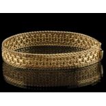 14kt geelgouden armband met gevlochten fantasieschakel - lengte 19 cm