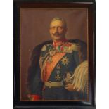 Groot portret van Keizer Wilhelm II, in militair uniform, steendruk, 90x115 cm, zeer decoratief stuk