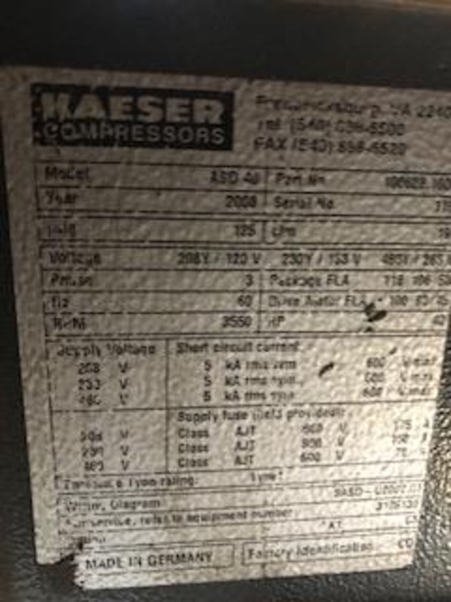 Kaeser ASD 40 Rotary Screw Air Compressor - Image 4 of 6